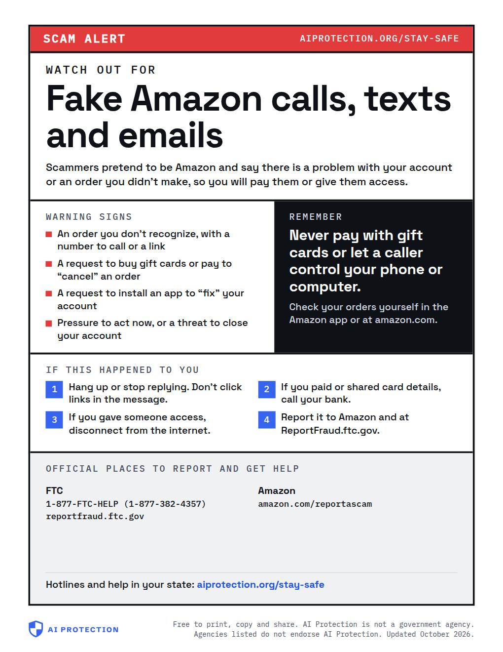 Preview of the “Amazon impersonation scam” poster