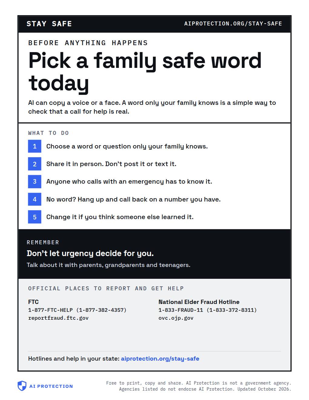 Preview of the “Pick a family safe word” poster