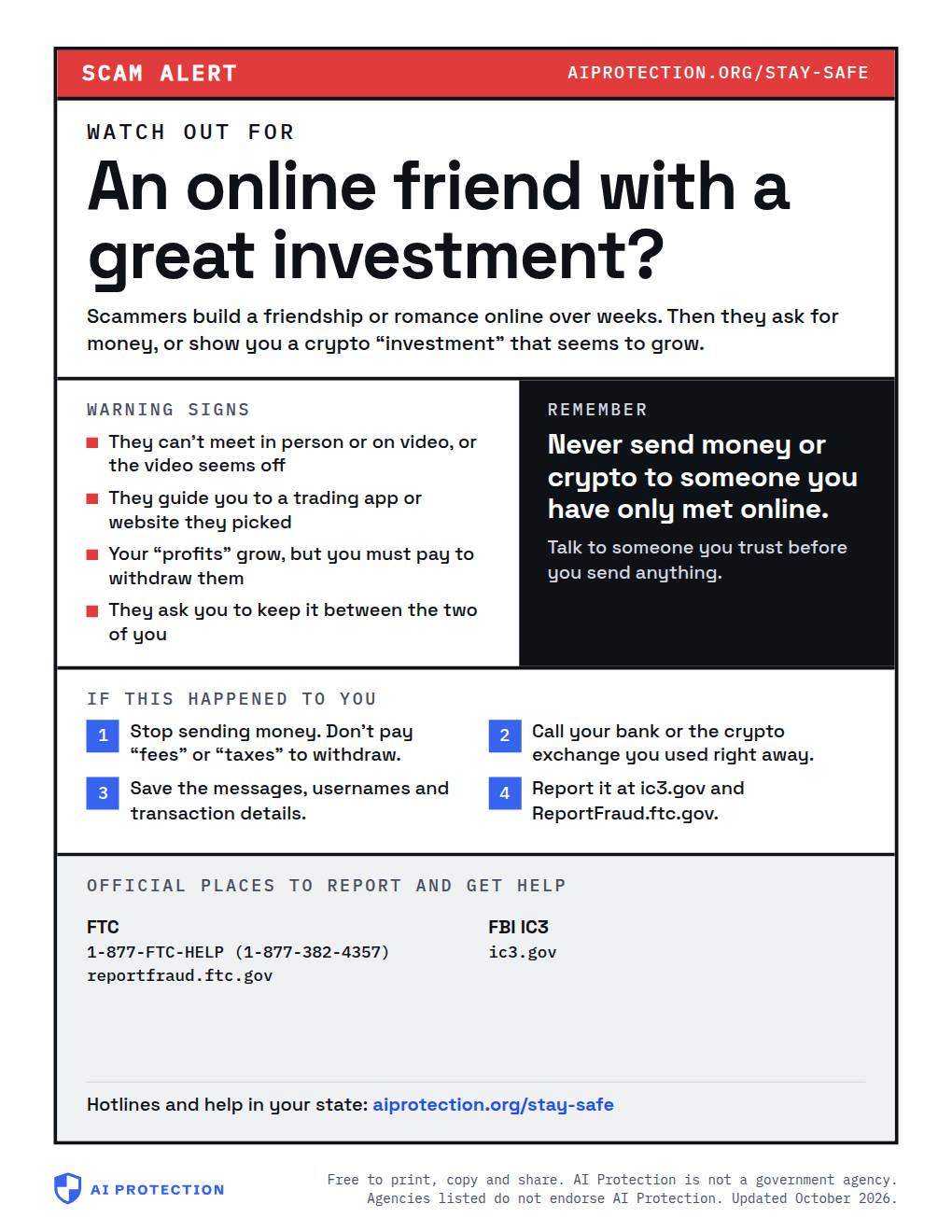 Preview of the “Romance and investment scam” poster